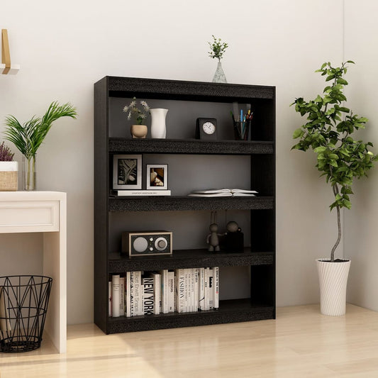 Bibliothèque/séparateur de pièce noir 100x30x135,5cm bois de pin massif