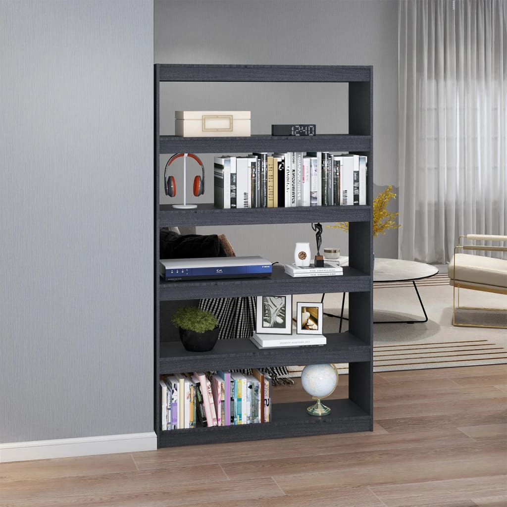 Bibliothèque/séparateur de pièce gris 100x30x167,5 cm bois de pin massif
