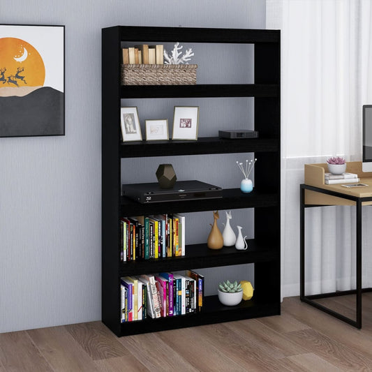 Bibliothèque/séparateur de pièce noir 100x30x167,5cm bois de pin massif