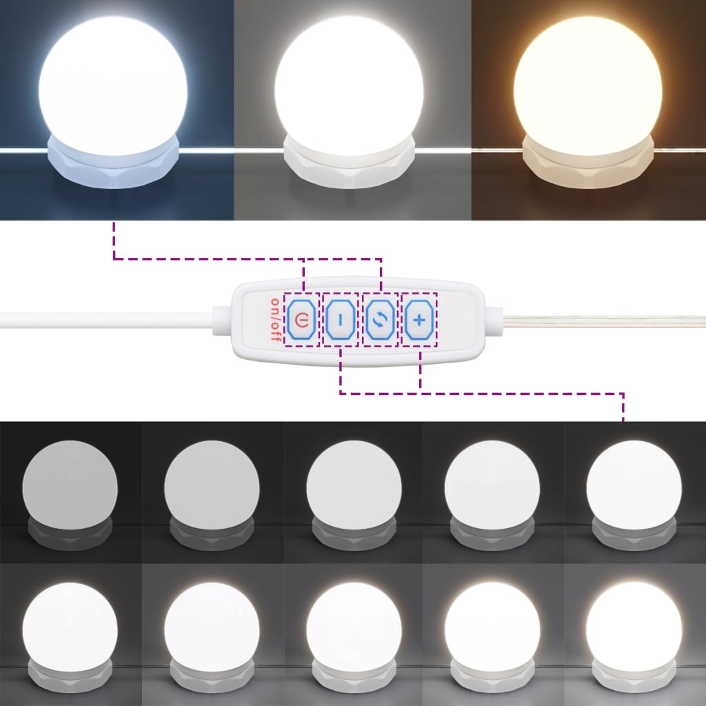 Schminktisch mit LED Betongrau 74,5x40x141 cm