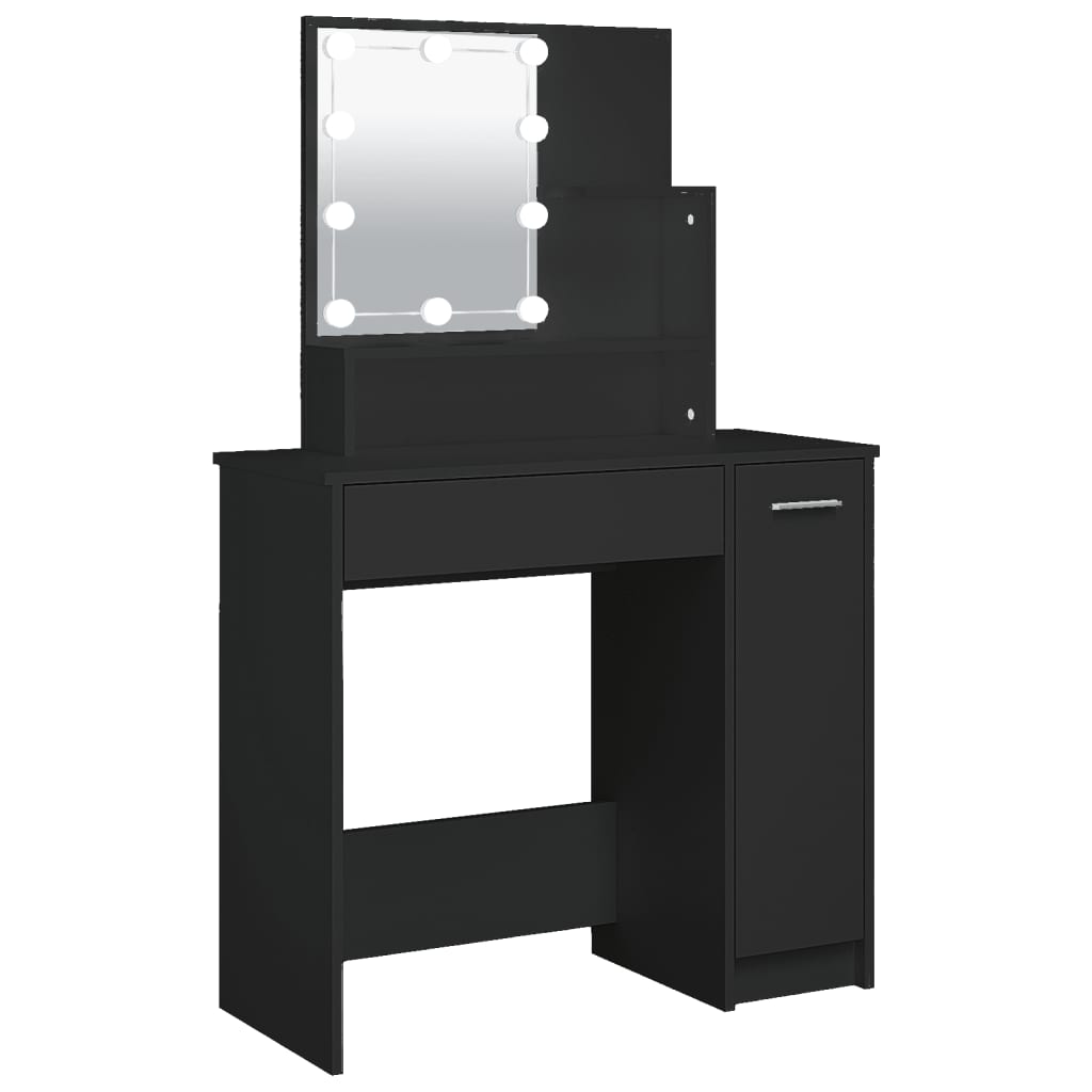 Dressing table with LED black 86.5x35x136 cm