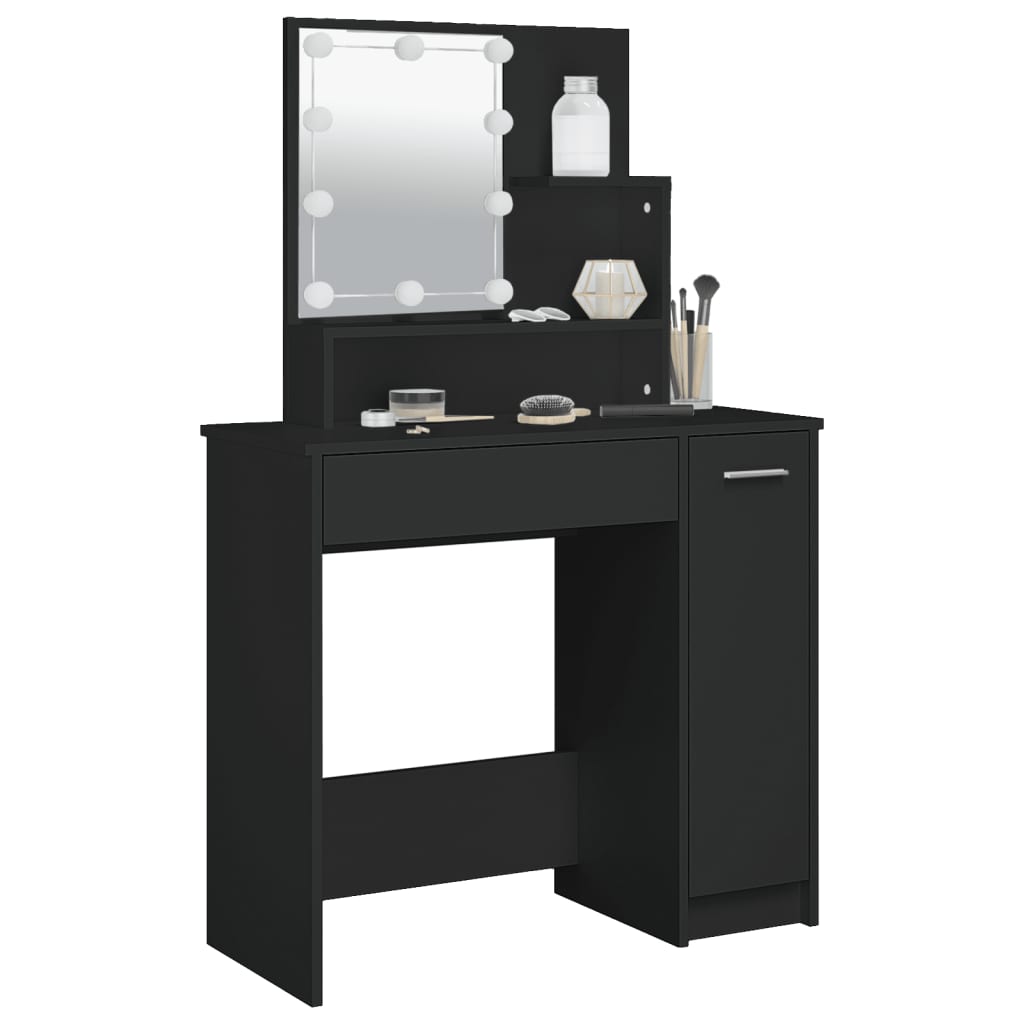 Dressing table with LED black 86.5x35x136 cm