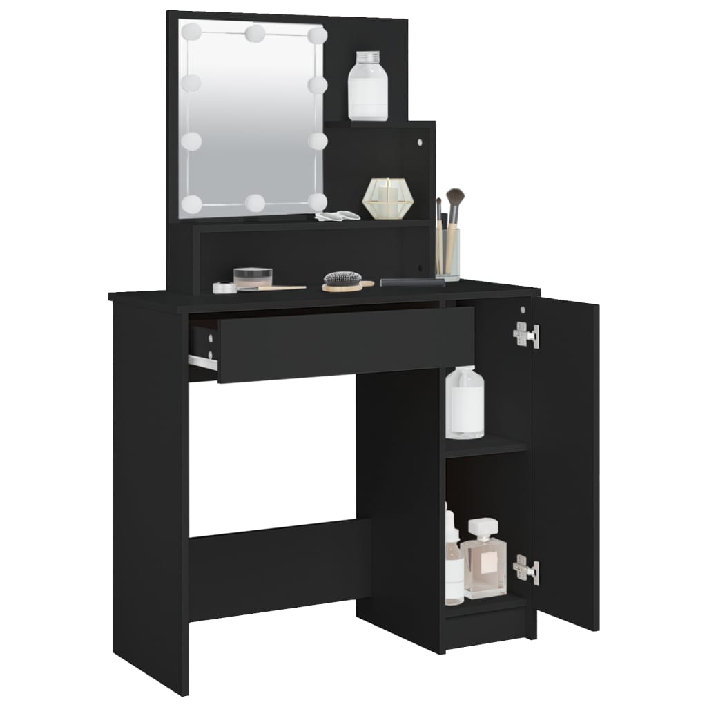 Dressing table with LED black 86.5x35x136 cm