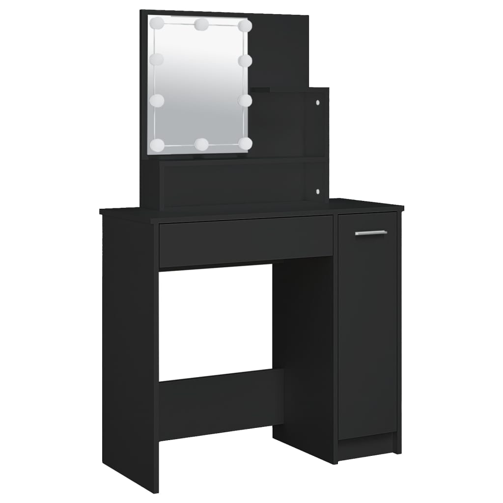 Dressing table with LED black 86.5x35x136 cm