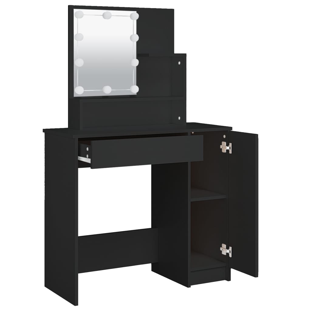 Dressing table with LED black 86.5x35x136 cm