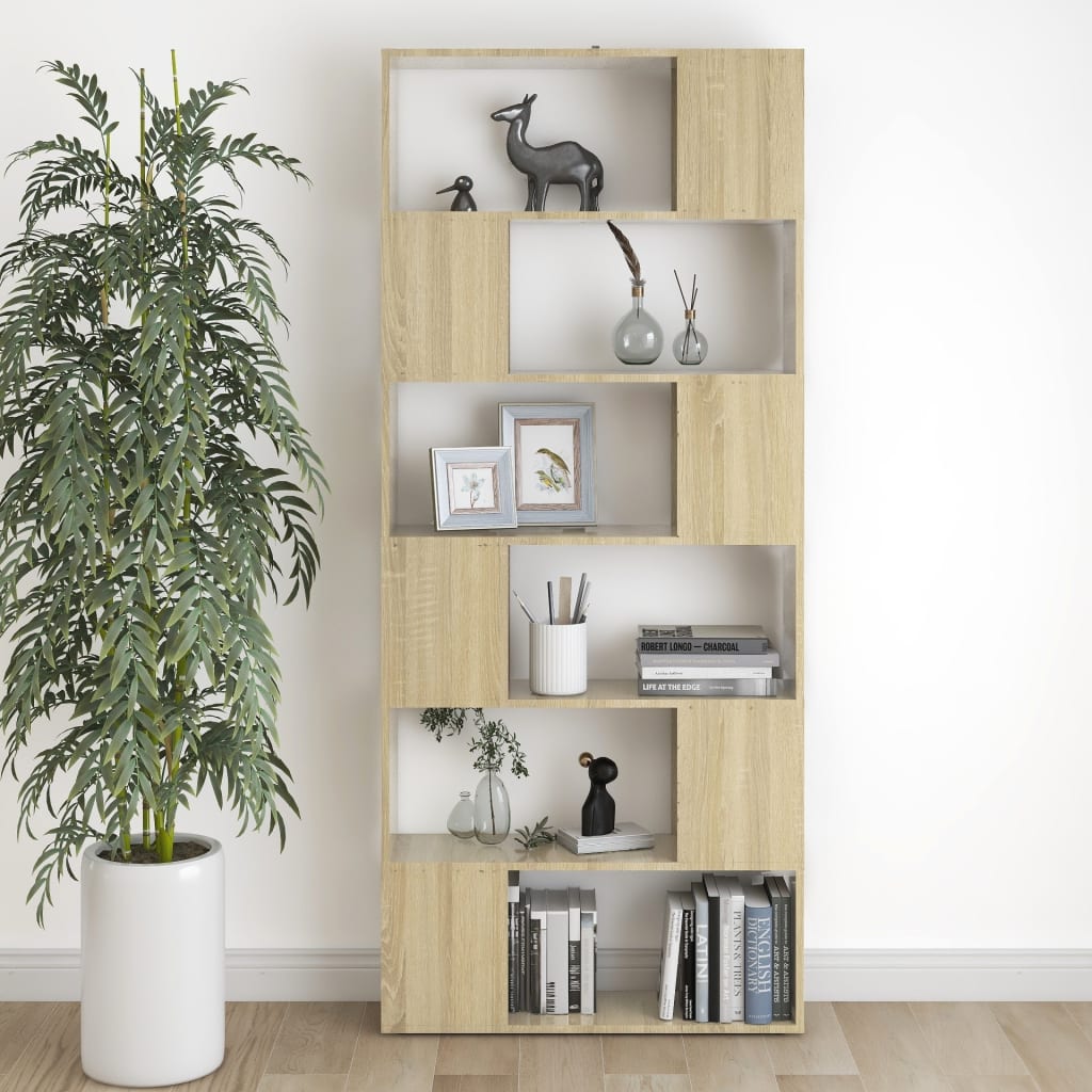Bibliothèque séparateur de pièce chêne Sonoma 80x24x186 cm matériau bois