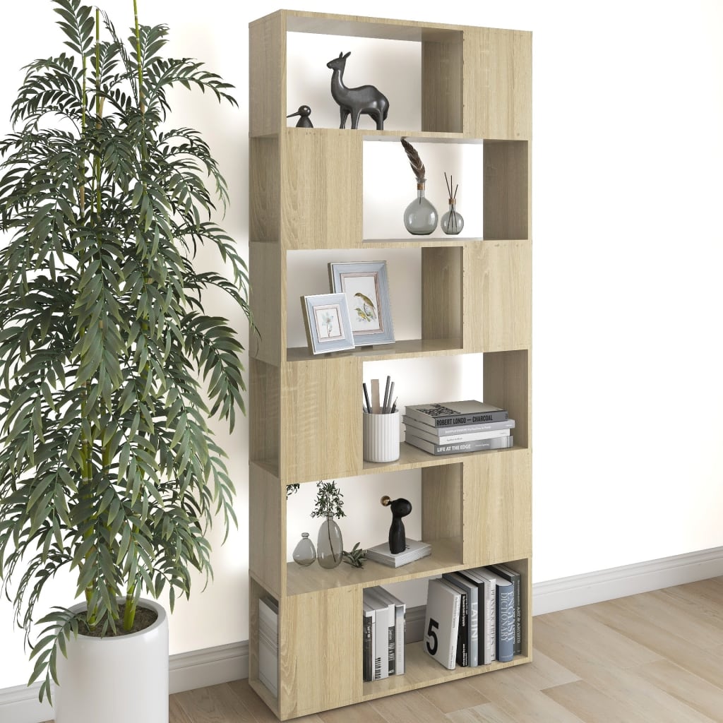 Bibliothèque séparateur de pièce chêne Sonoma 80x24x186 cm matériau bois