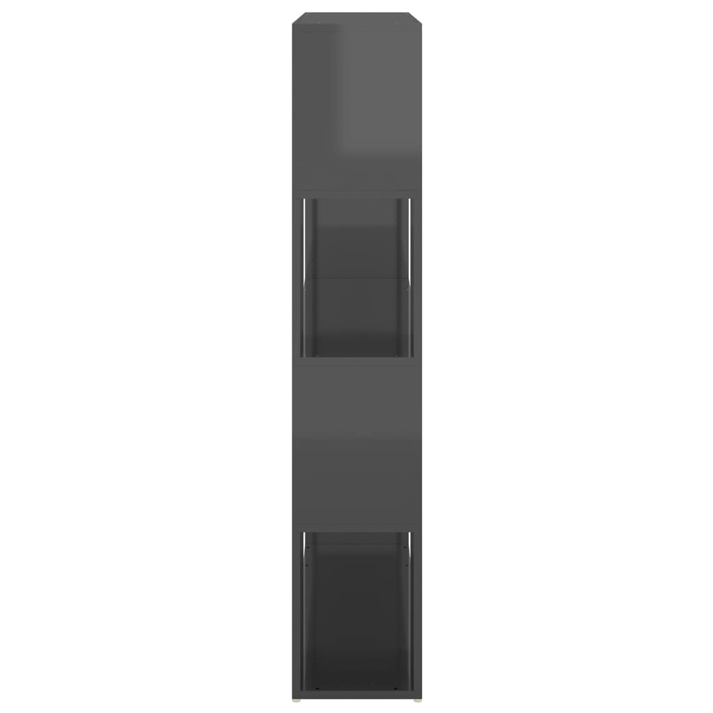 Bookcase room divider high-gloss gray 100x24x124 cm