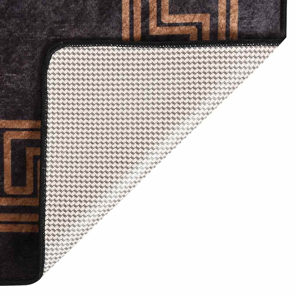 Tapis lavable 80x150 cm noir et doré antidérapant