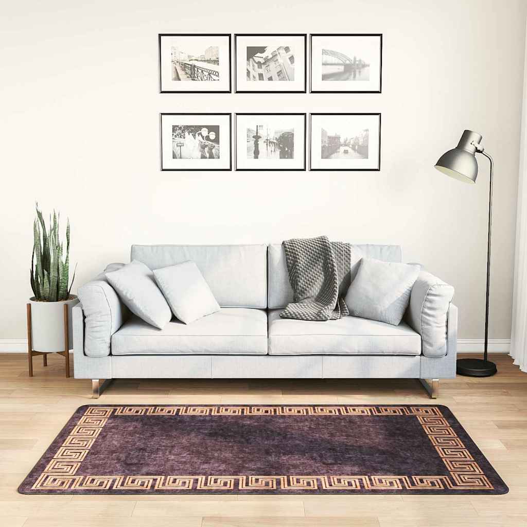Tapis lavable 80x150 cm noir et doré antidérapant