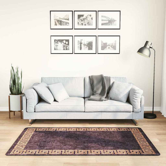 Teppich Waschbar 80x150 cm Schwarz und Golden Rutschfest