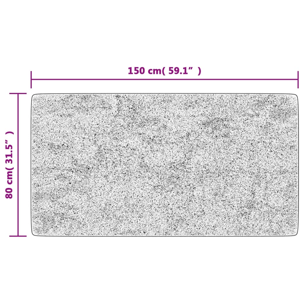 Teppich Waschbar 80x150 cm Grau Rutschfest