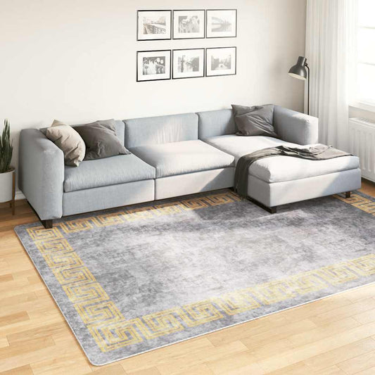 Teppich Waschbar Grau 190x300 cm Rutschfest