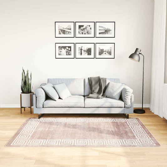Teppich Waschbar Beige 120x180 cm Rutschfest
