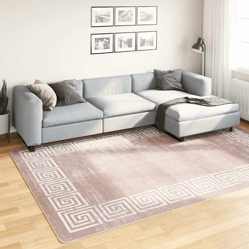 Teppich Waschbar Beige 190x300 cm Rutschfest