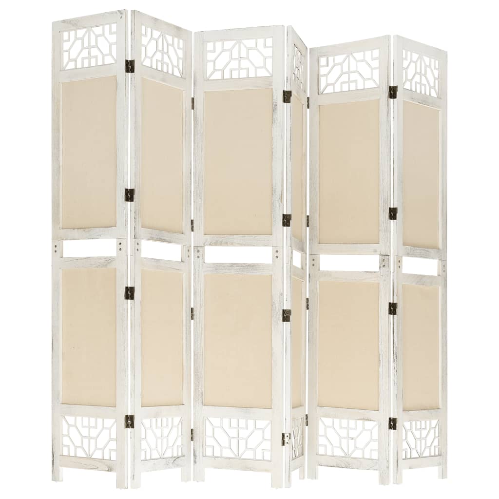 6 pcs. Room divider cream 210x165 cm fabric