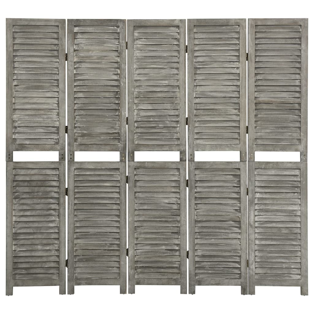 5 pcs. Room divider gray 179x166 cm solid wood