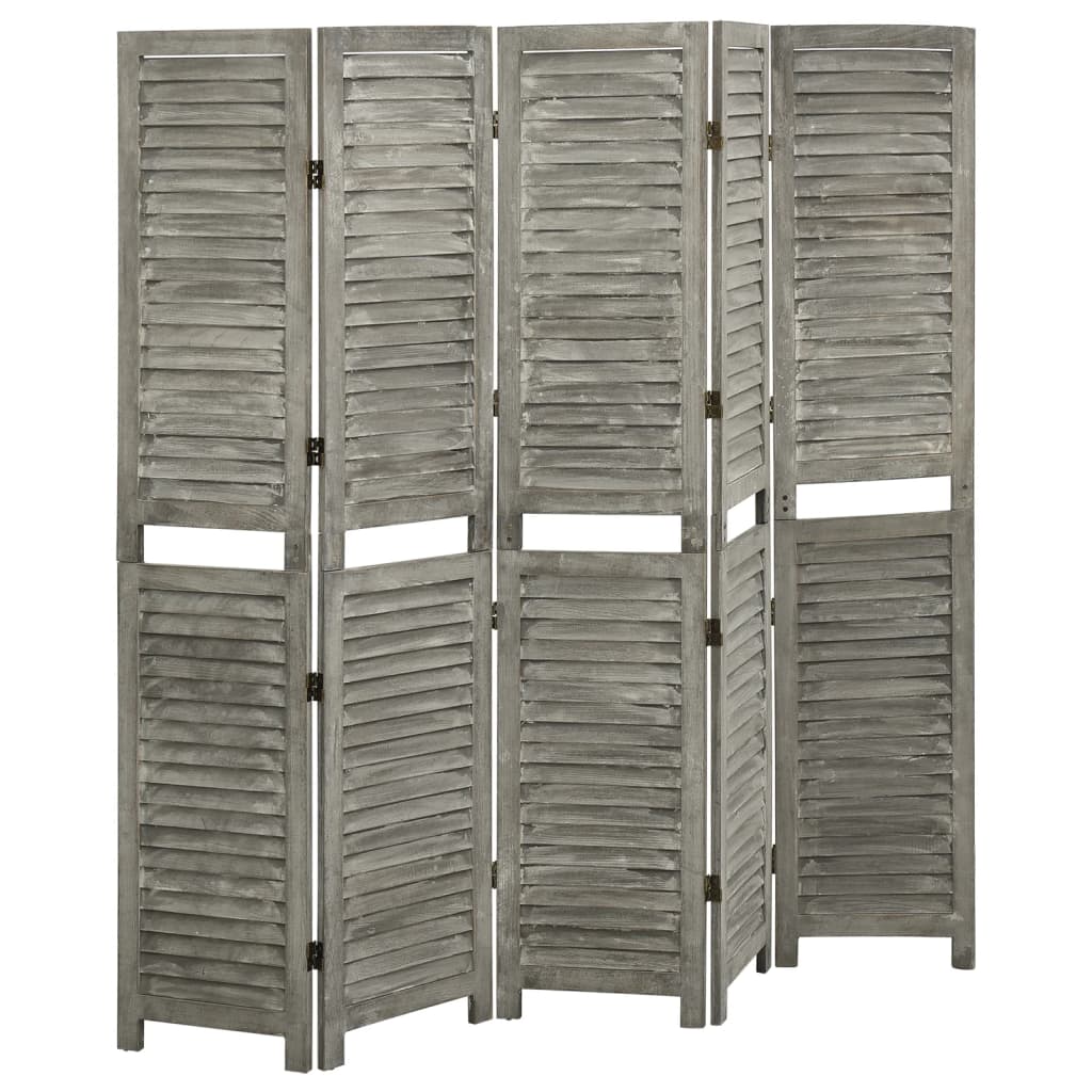 5 pcs. Room divider gray 179x166 cm solid wood