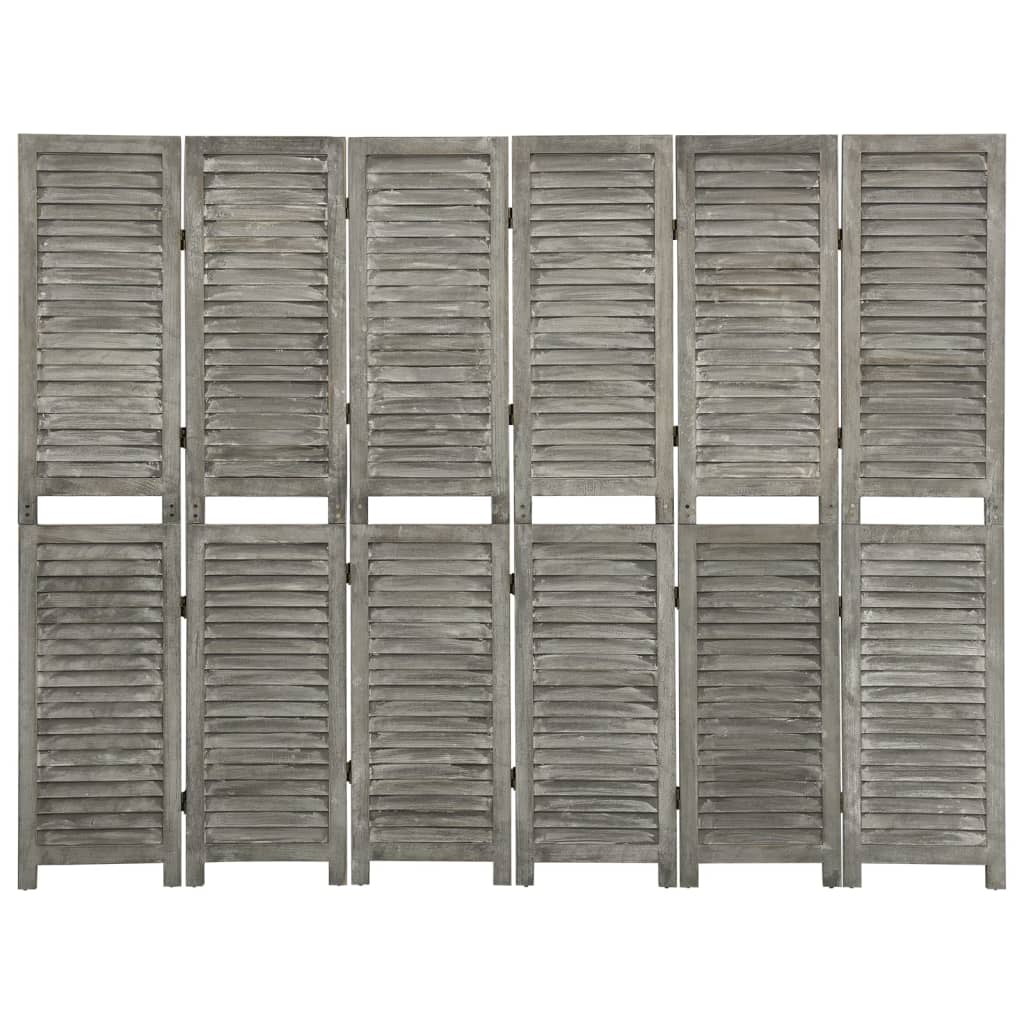 6 pcs. Room divider gray 214x166 cm solid wood