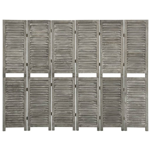 6 pcs. Room divider gray 214x166 cm solid wood