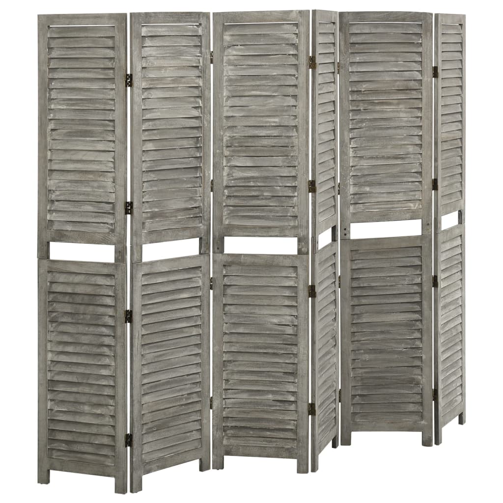 6 pcs. Room divider gray 214x166 cm solid wood
