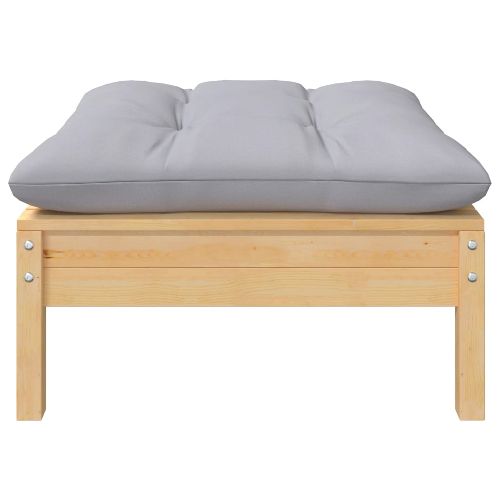 2-seater garden sofa with cushions in gray solid pine wood