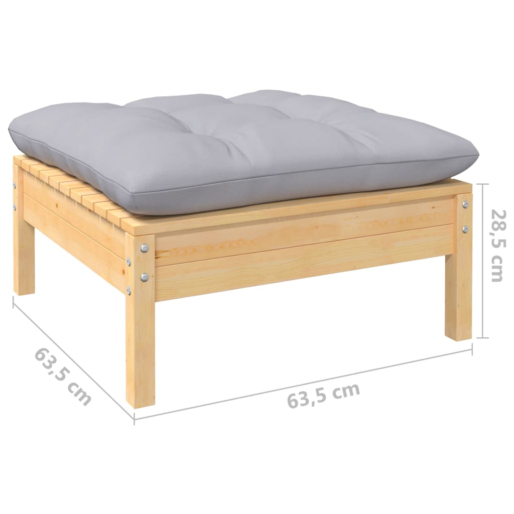 2-seater garden sofa with cushions in gray solid pine wood