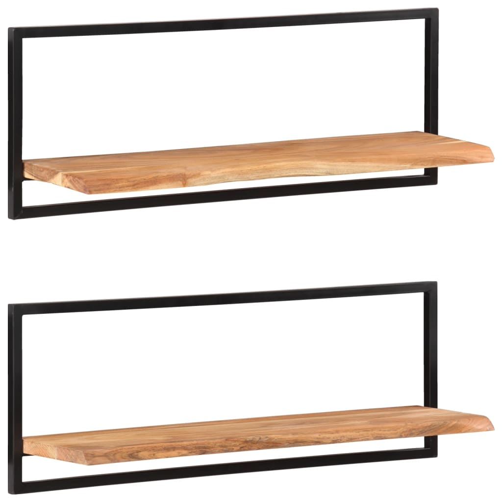 Etagères murales 2 pcs.100x24x35 cm bois d'acacia massif et acier