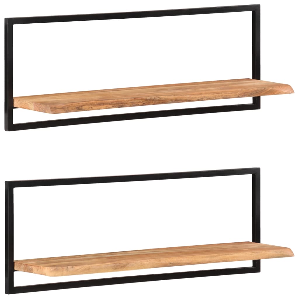Etagères murales 2 pcs.100x24x35 cm bois d'acacia massif et acier