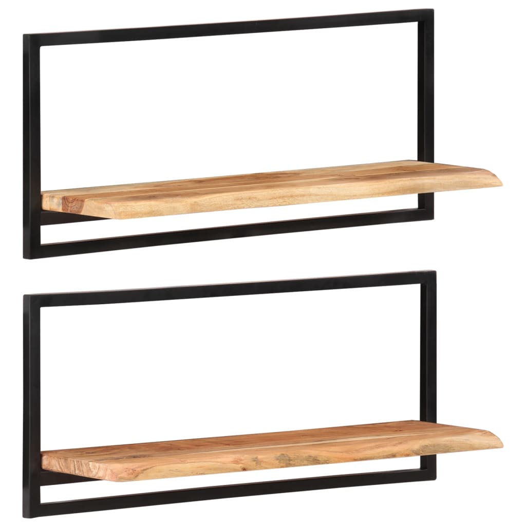 Etagères murales 2 pcs 80x25x35 cm bois d'acacia massif et acier