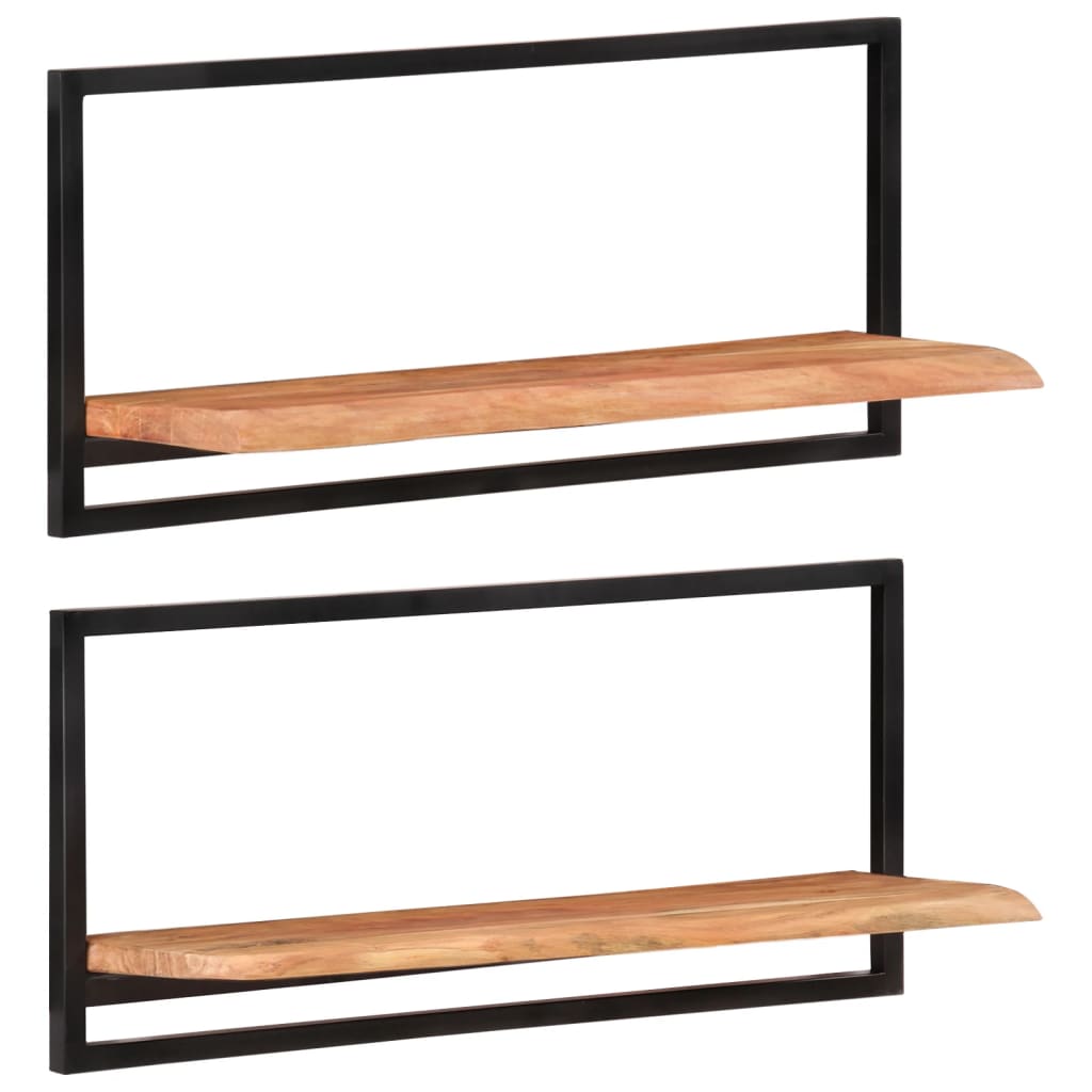 Etagères murales 2 pcs 80x25x35 cm bois d'acacia massif et acier