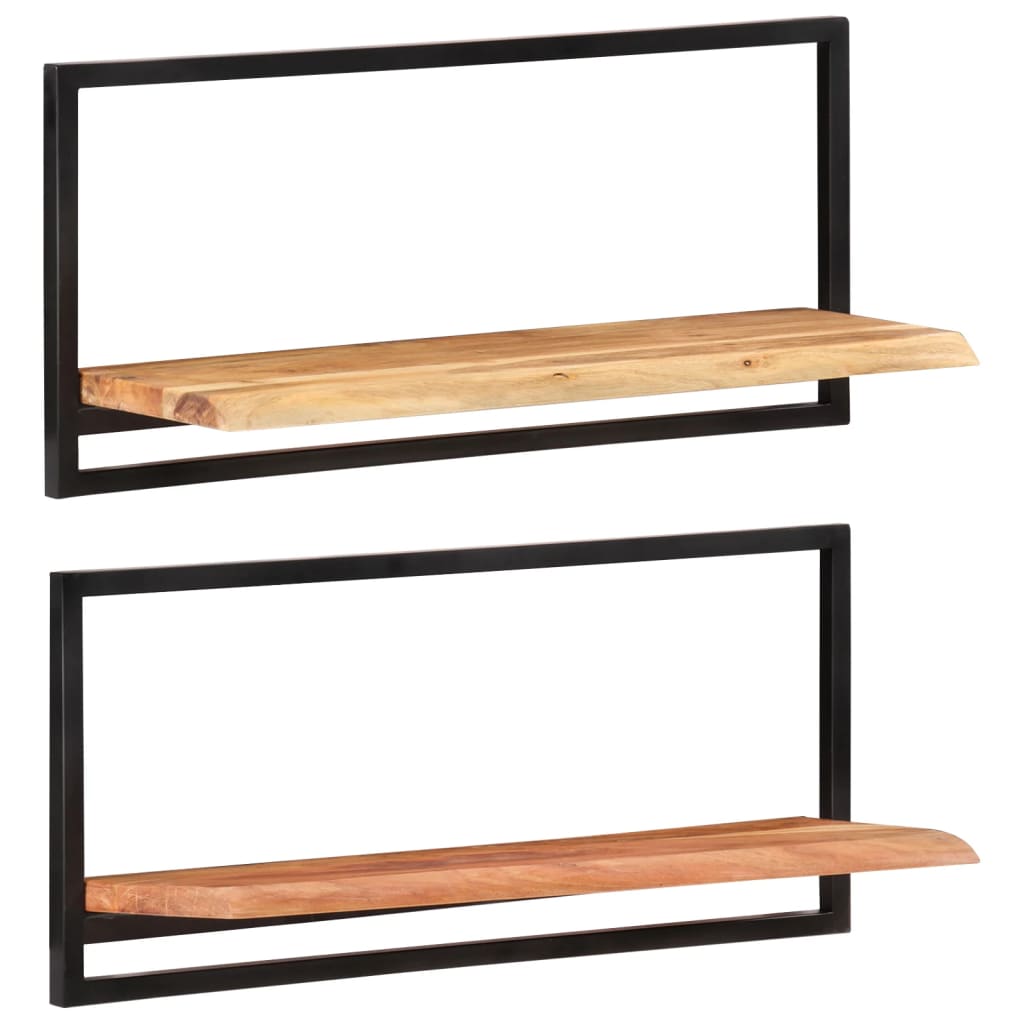 Etagères murales 2 pcs 80x25x35 cm bois d'acacia massif et acier
