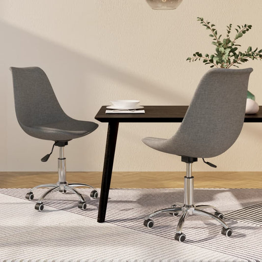 Dining room chairs 2 pcs. Swivel light gray fabric