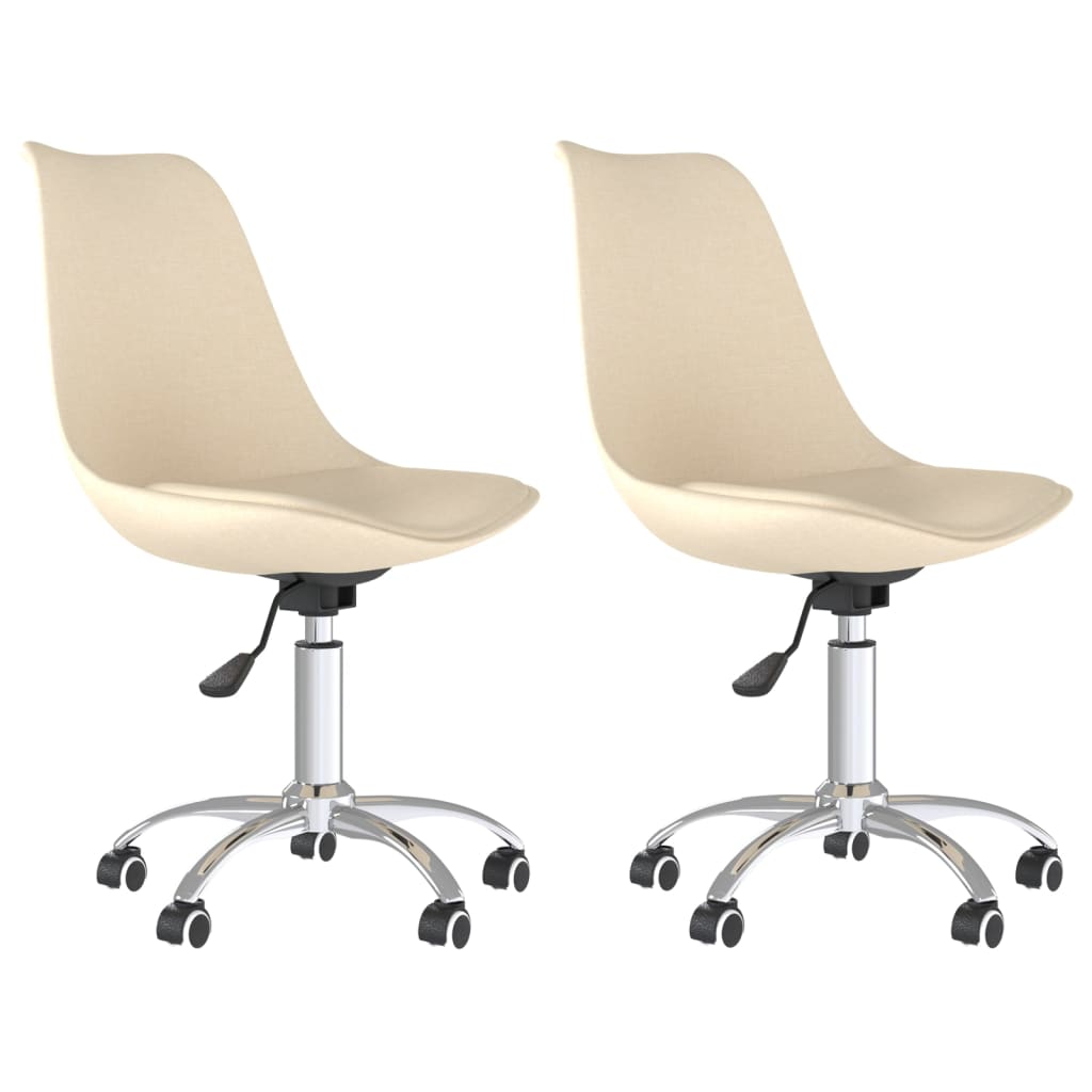 Dining room chairs 2 pcs. Swivel cream fabric