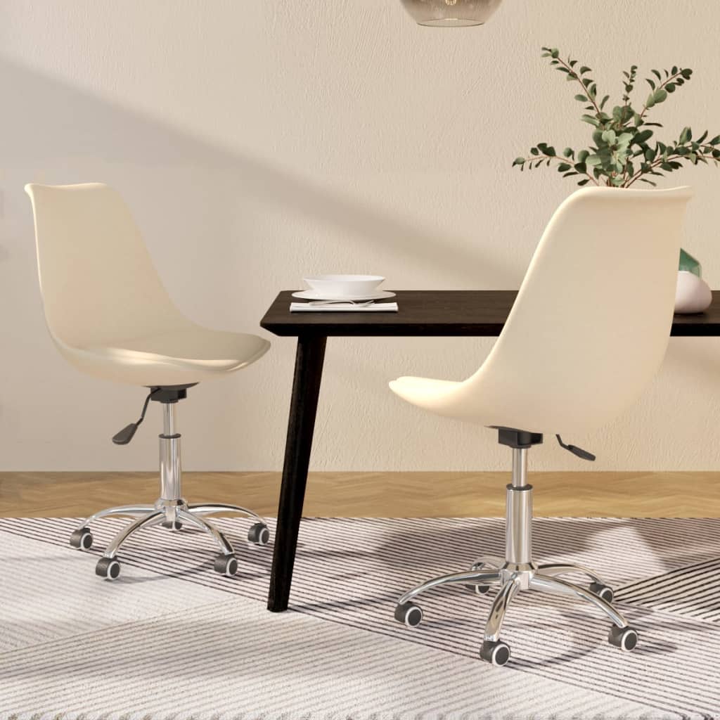 Dining room chairs 2 pcs. Swivel cream fabric