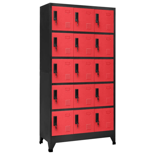 Locker cabinet anthracite and red 90x40x180 cm steel