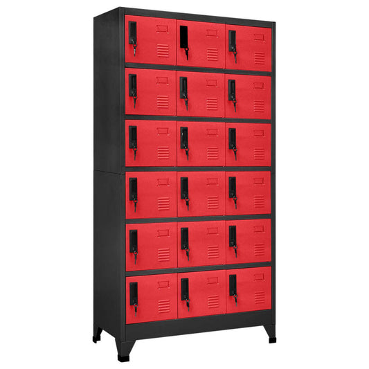 Locker cabinet anthracite and red 90x40x180 cm steel