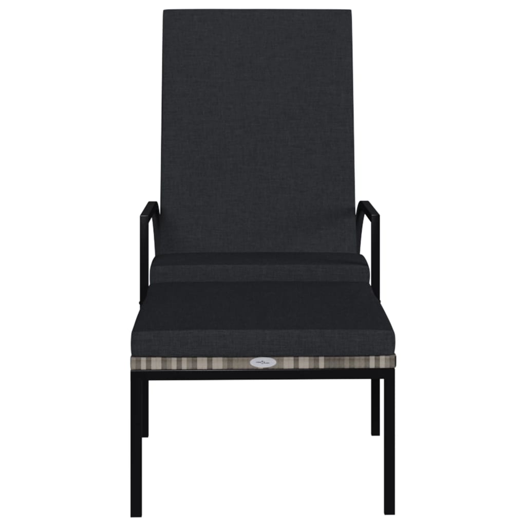Sun loungers 2 pcs. with footstool PE rattan grey