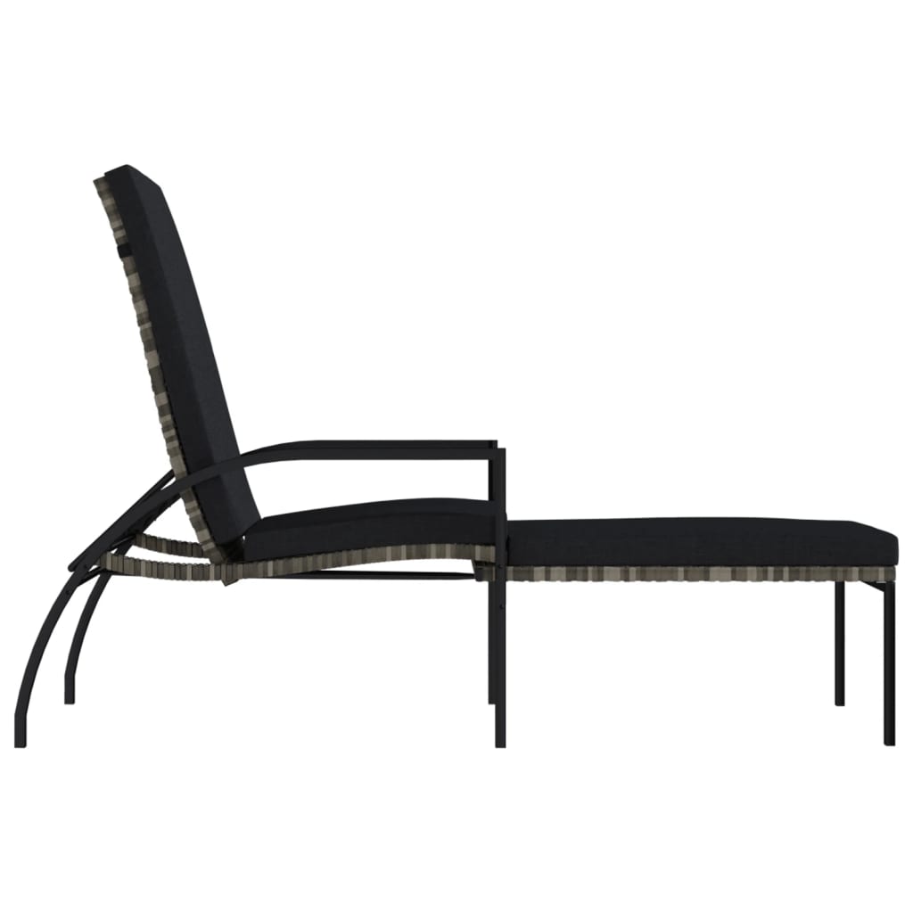 Sun loungers 2 pcs. with footstool PE rattan grey