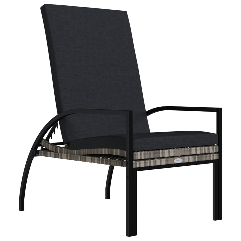 Sun loungers 2 pcs. with footstool PE rattan grey