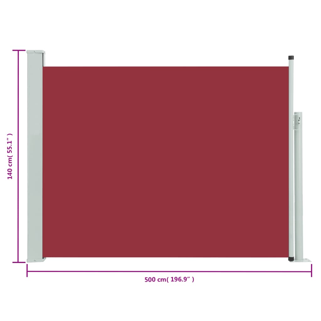 Seitenmarkise Ausziehbar 140x500 cm Rot
