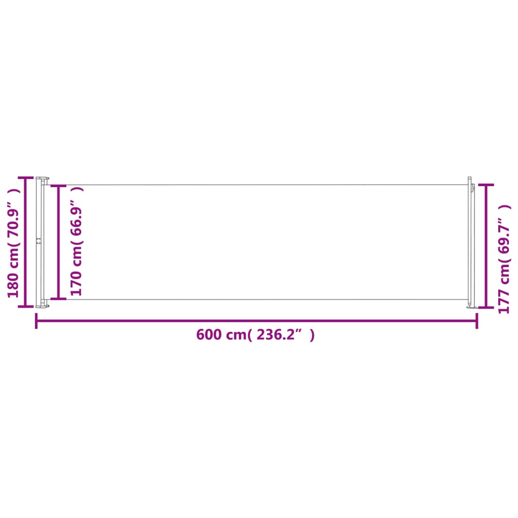 Seitenmarkise Ausziehbar 180x600 cm Rot