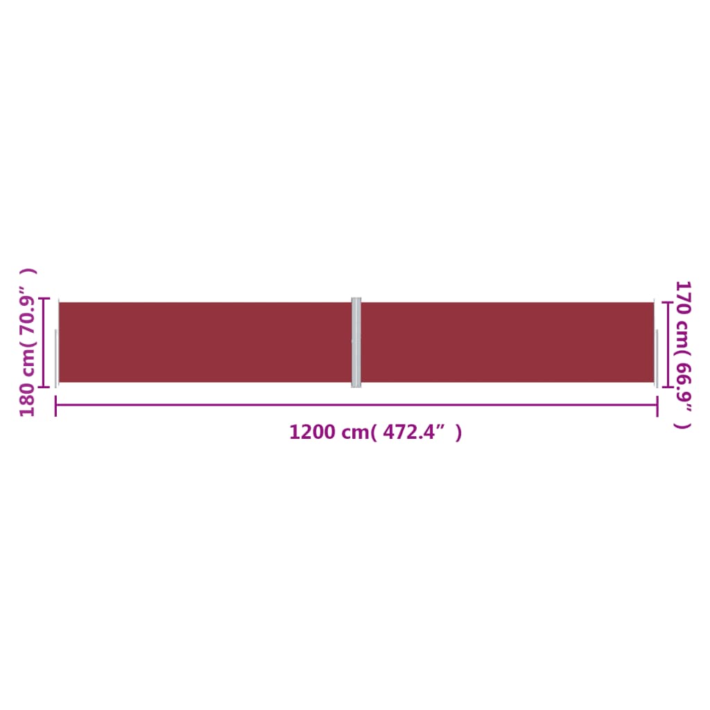 Seitenmarkise Ausziehbar Rot 180x1200 cm