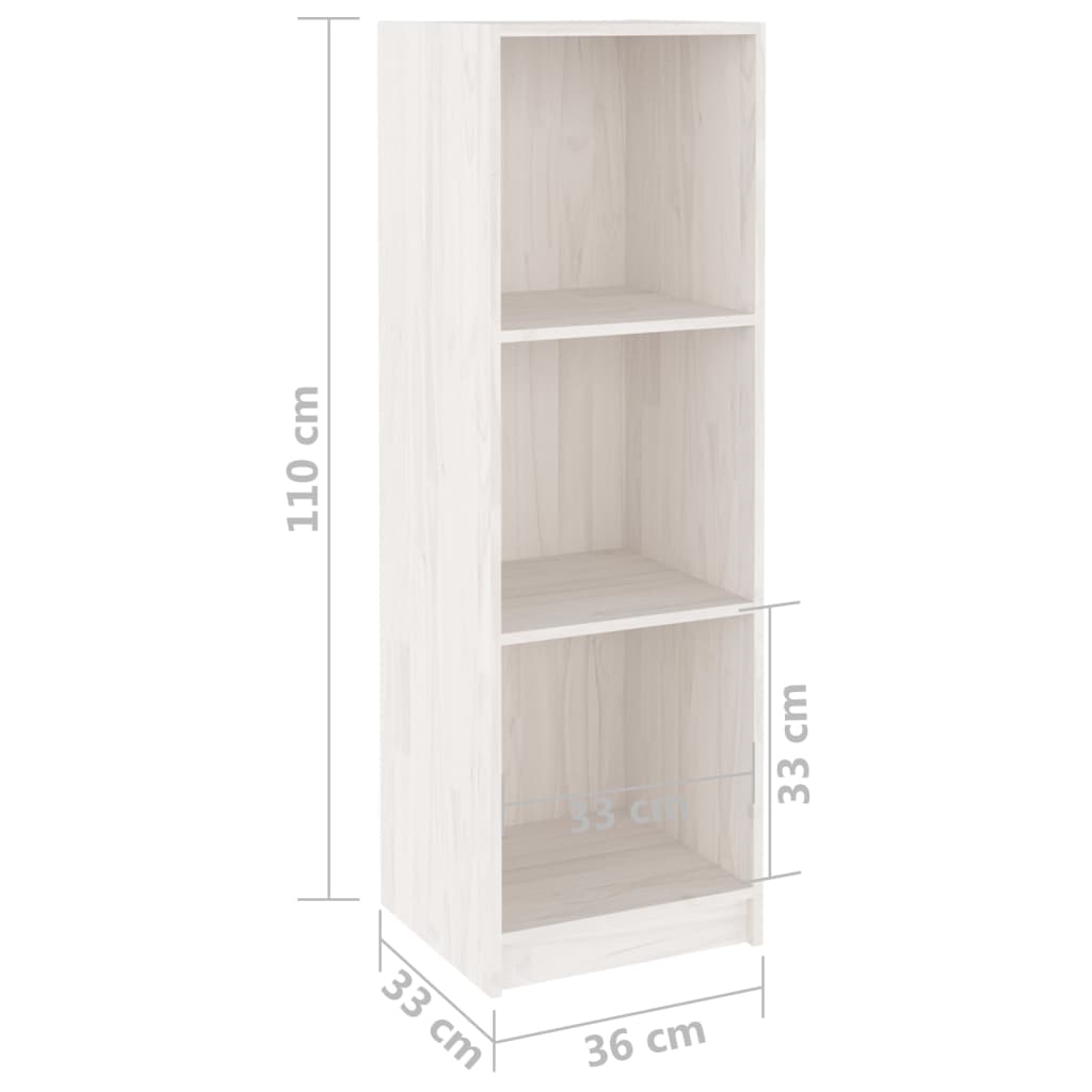 Bookcase/room divider white 36x33x110 cm solid pine wood