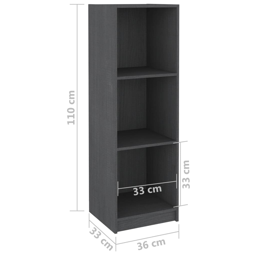 Bibliothèque/séparateur de pièce gris 36x33x110 cm bois de pin massif