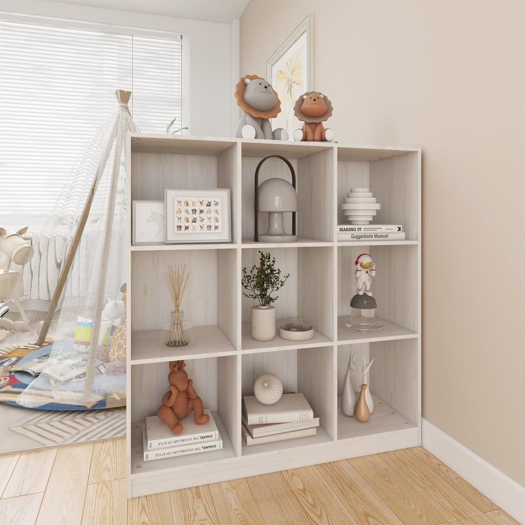 Bookcase/room divider white 104x33.5x110 cm solid pine wood