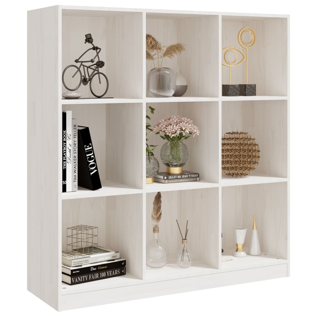 Bookcase/room divider white 104x33.5x110 cm solid pine wood
