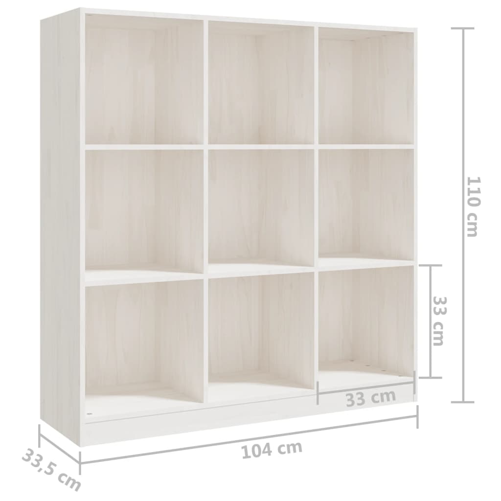 Bookcase/room divider white 104x33.5x110 cm solid pine wood