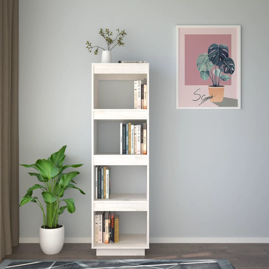 Bibliothèque/séparateur de pièce blanc 40x35x135 cm bois de pin massif