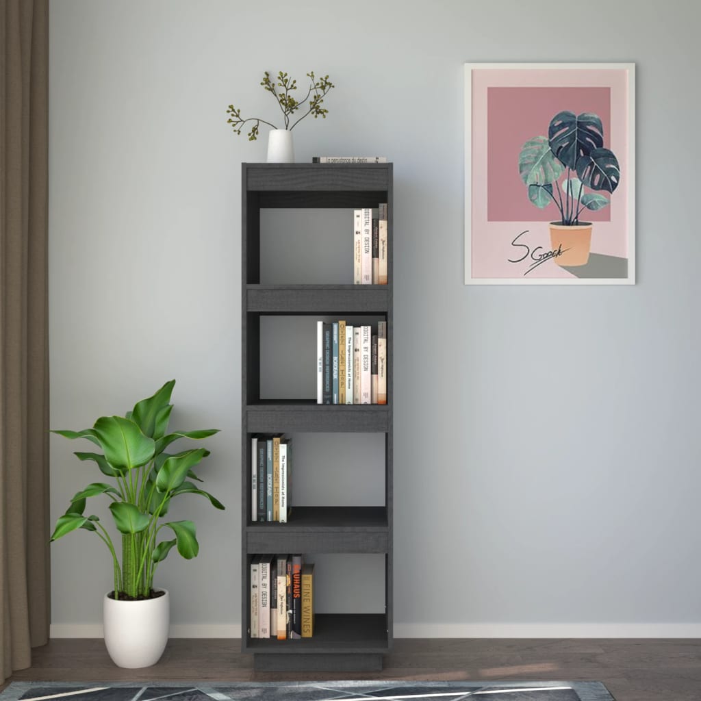 Bibliothèque/séparateur de pièce gris 40x35x135 cm bois de pin massif
